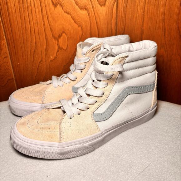 Vans Sk8-Hi High Top White Suede & Canvas Sneakers Women’s 5 - Picture 3 of 6